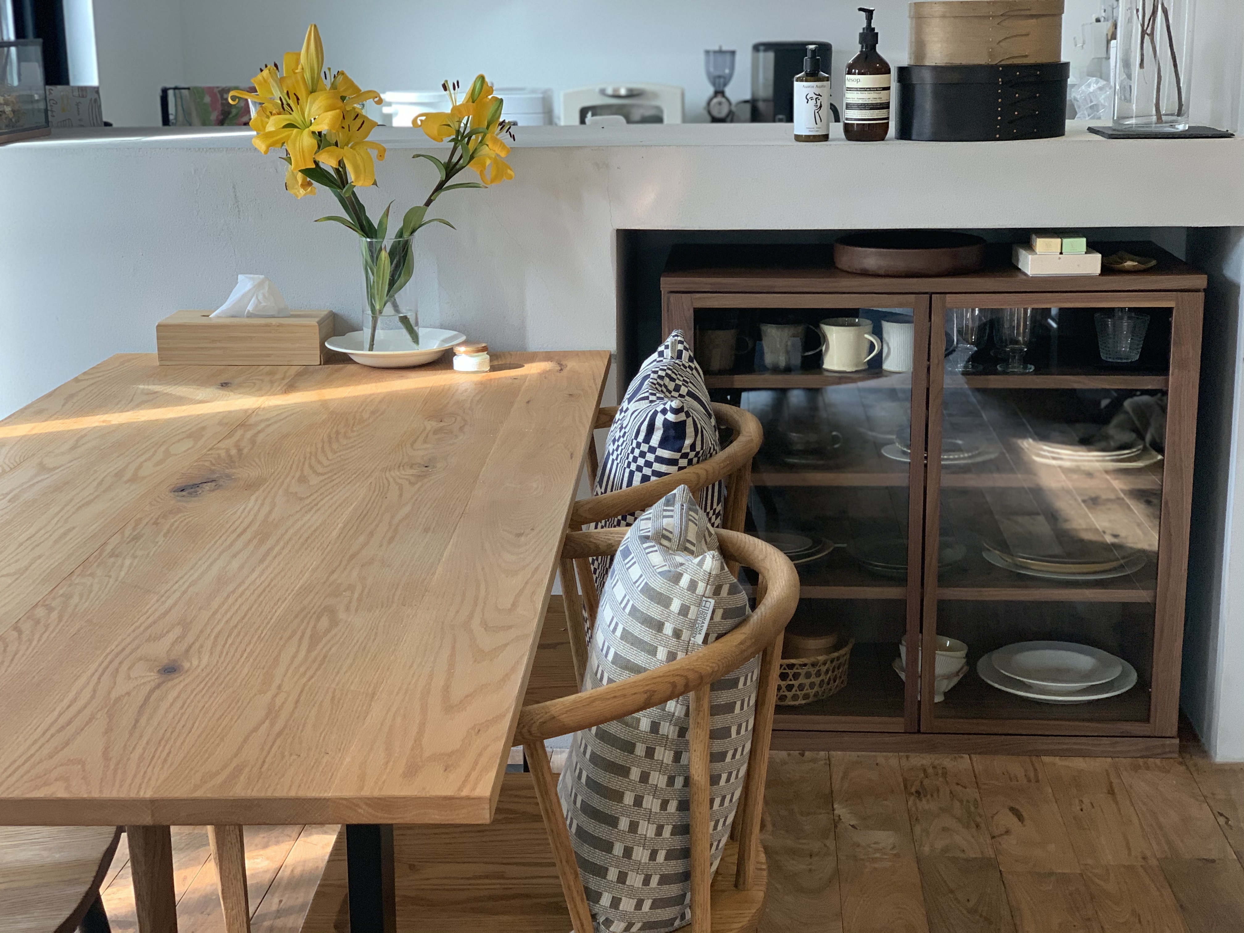 時間指定不可 無印良品 木製キャビネット ガラス扉 棚 ラック